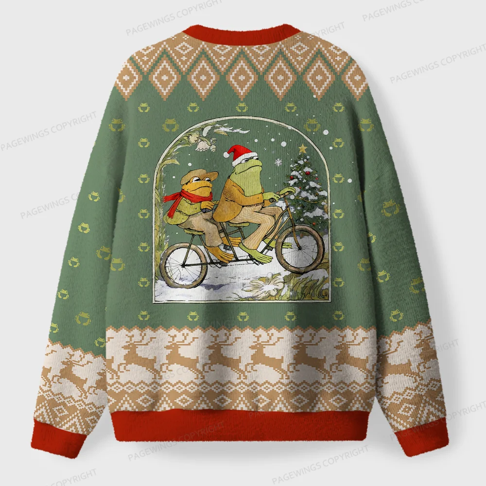Pagewings Frog Reading Unisex Ugly Knit Sweatshirt