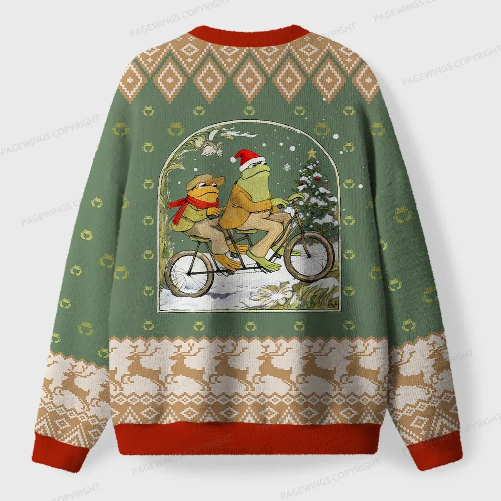 Pagewings Frog Reading Unisex Ugly Knit Sweatshirt