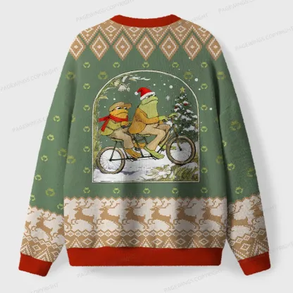 Pagewings Frog Reading Unisex Ugly Knit Sweatshirt