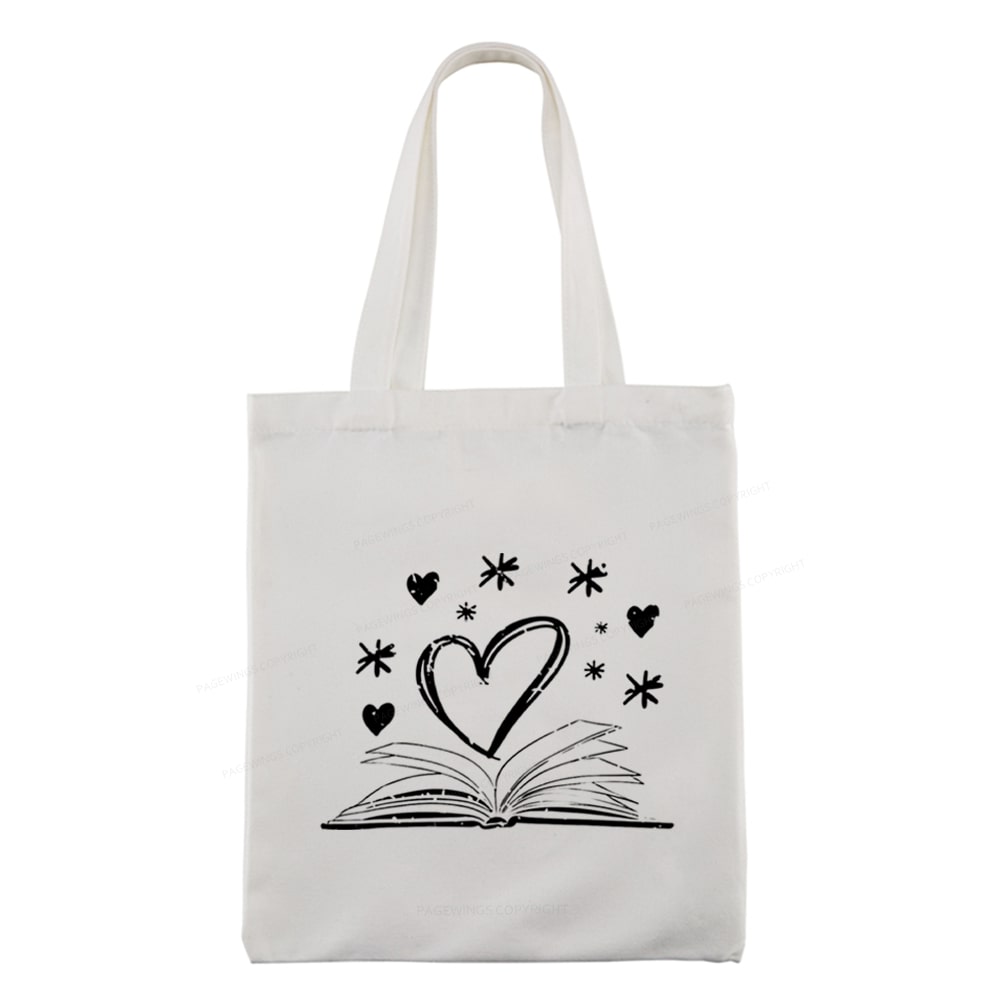 Pagewings Bookworm Librarian Valentines Day Book Tote Bag
