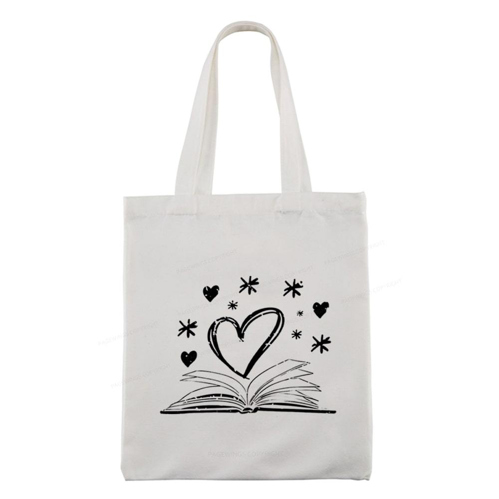 Pagewings Bookworm Librarian Valentines Day Book Tote Bag