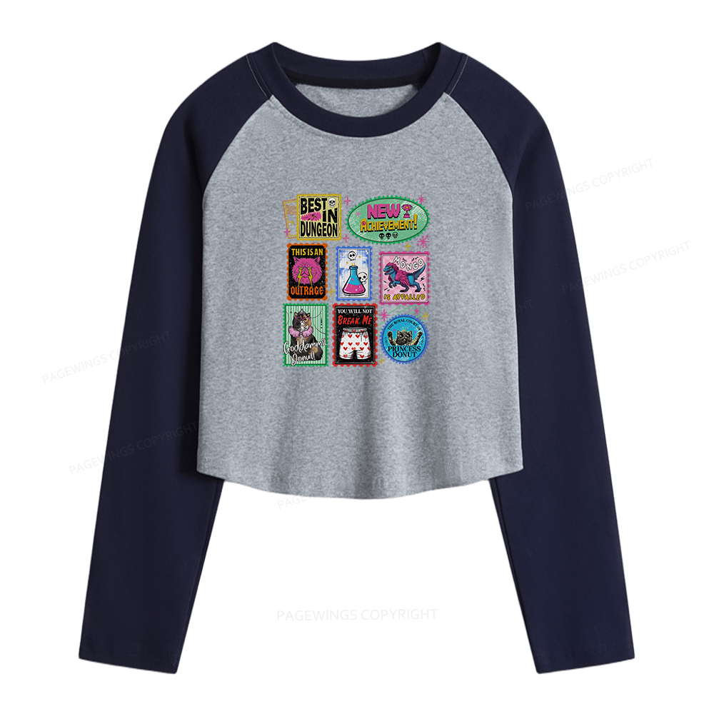 Pagewings New Achievement Women Long Sleeve Crop Raglan T-shirt