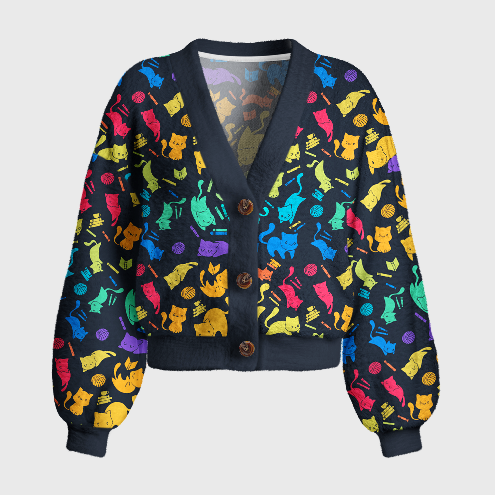 Pagewings Reading Cat 7012X Women's Cardigan Sweater