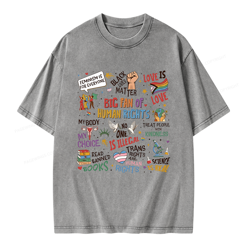 Pagewings Big Fan Of Human Rights Unisex Washed T-shirt