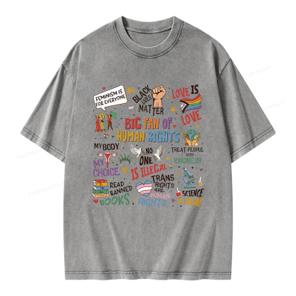 Pagewings Big Fan Of Human Rights Unisex Washed T-shirt