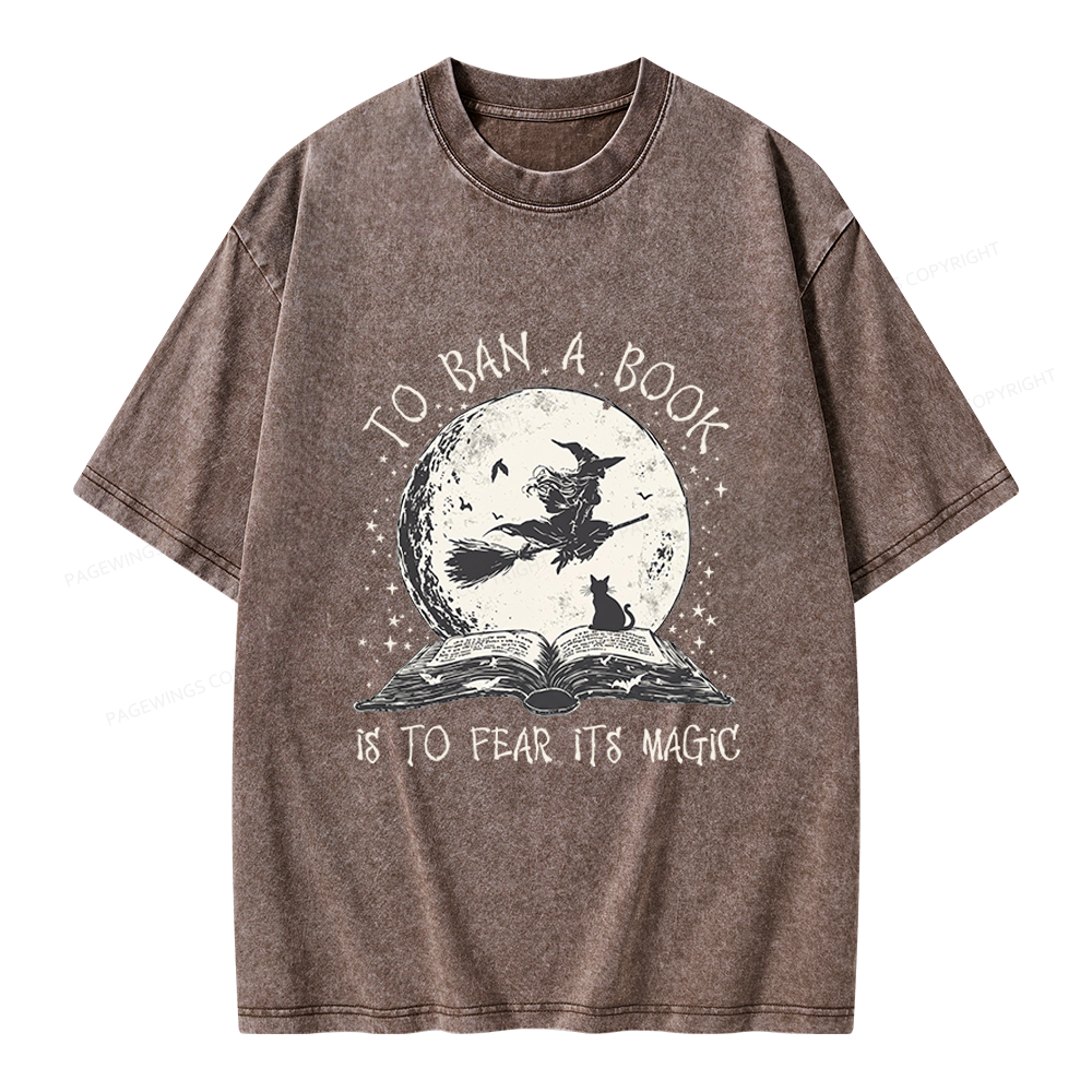 Pagewings Halloween Witch Book Unisex Washed T-shirt