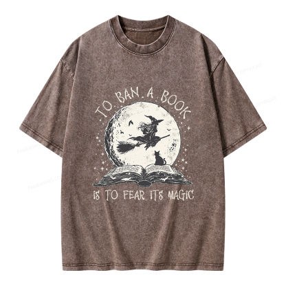 Pagewings Halloween Witch Book Unisex Washed T-shirt