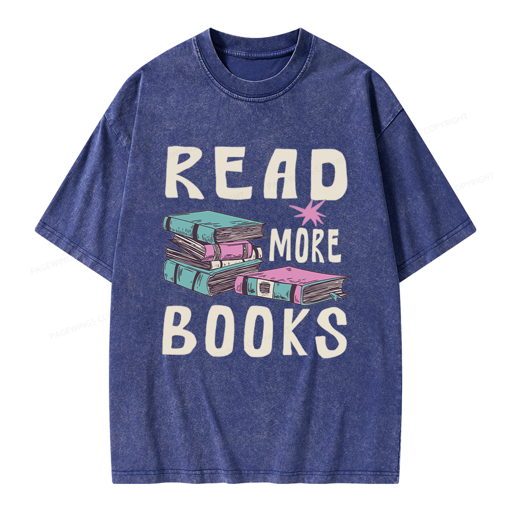 Pagewings 90s Vintage Read More Books Unisex Washed T-shirt