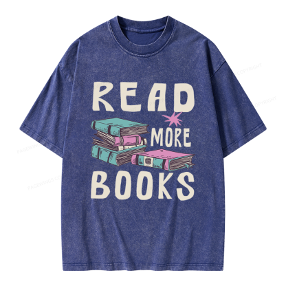 Pagewings 90s Vintage Read More Books Unisex Washed T-shirt