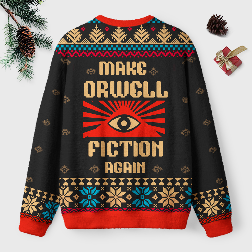 Pagewings Make Orwell Fiction Again Unisex Ugly Light Knit Sweatshirt