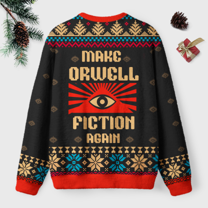 Pagewings Make Orwell Fiction Again Unisex Ugly Light Knit Sweatshirt