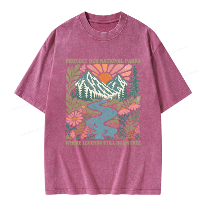 Pagewings National Parks Unisex Washed T-shirt
