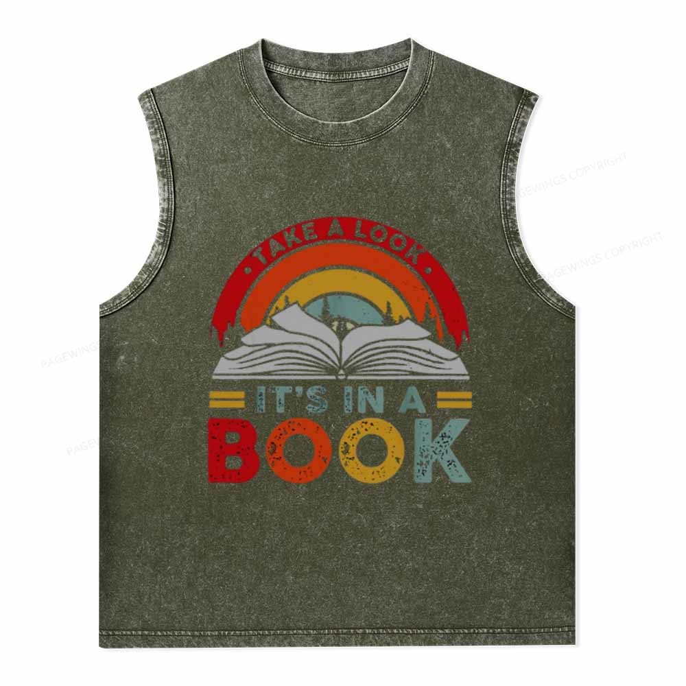 Pagewings Take A Look It's In A Book Unisex Washed Tank Top
