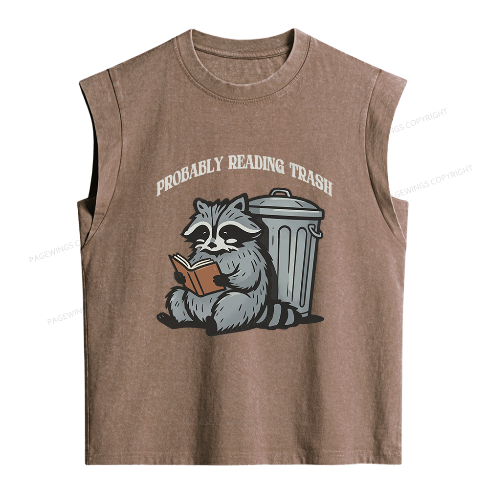 Pagewing Probably Reading Trash Women's Washed Tank Top
