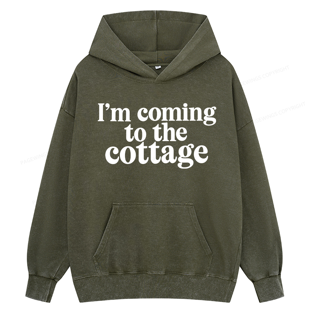Pagewings I'm Coming To The Cottage Unisex Washed Hoodie