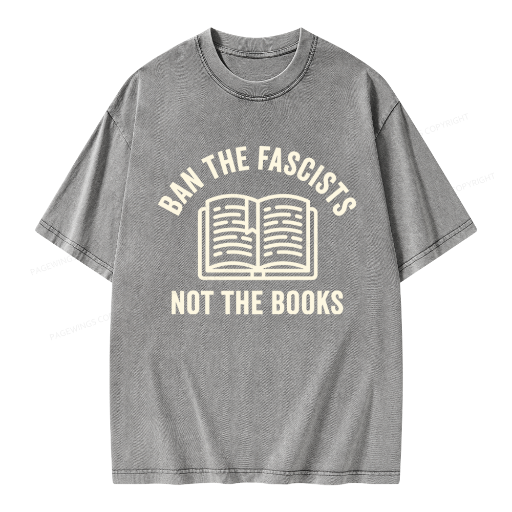 Pagewings Ban Fascists Not Books Unisex Washed T-shirt