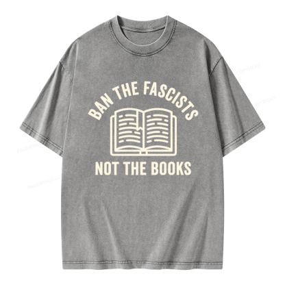 Pagewings Ban Fascists Not Books Unisex Washed T-shirt
