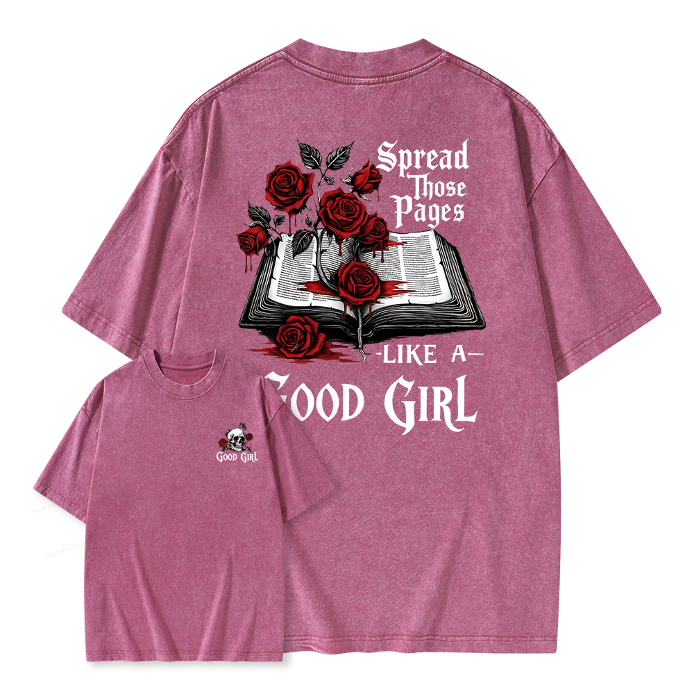 Pagewings Spread Those Pages Like a Good Girl Unisex Washed T-shirt