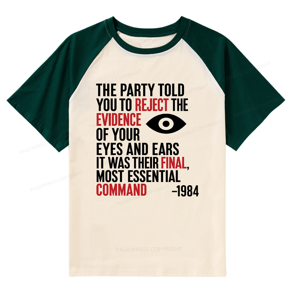 Pagewings Dystopia Quote Raglan T-shirt