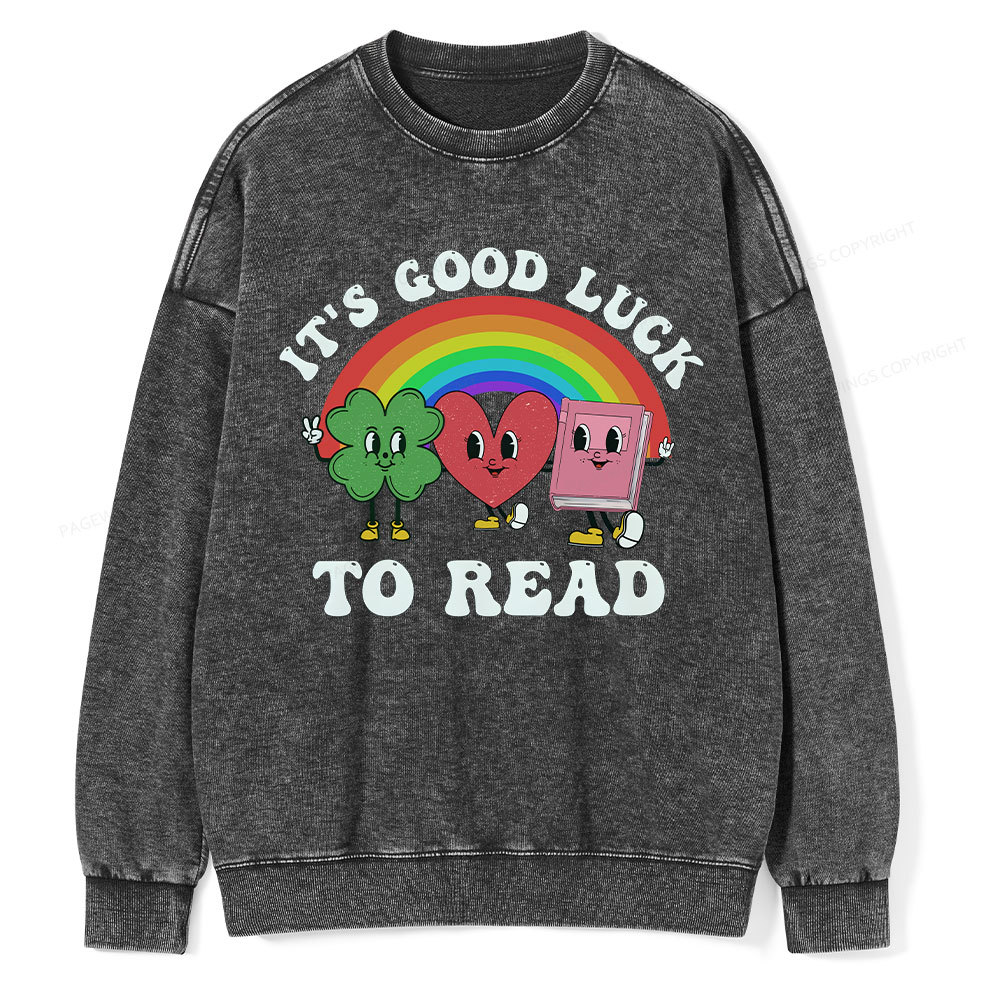 Pagewings St. Patrick's Day Librarian Unisex Washed Sweatshirt