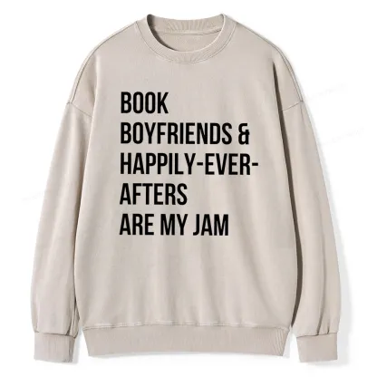 Pagewing Boyfriends & Book Are My Jam Unisex Washed Sweatshirt