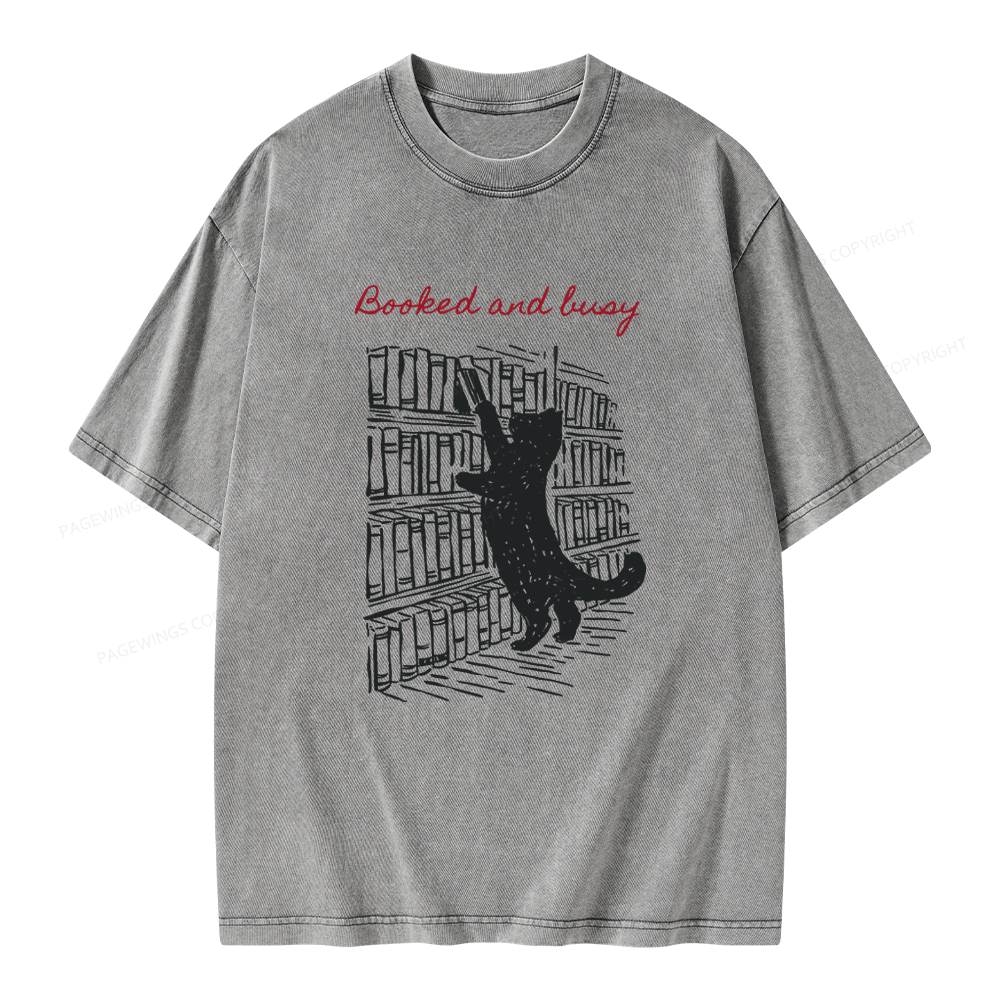 Pagewings Booked and Busy Unisex Washed T-shirt