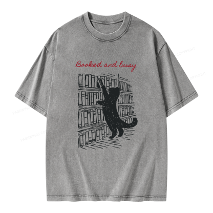 Pagewings Booked and Busy Unisex Washed T-shirt