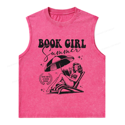 Pagewings Book Girl Summer Unisex Washed Tank Top