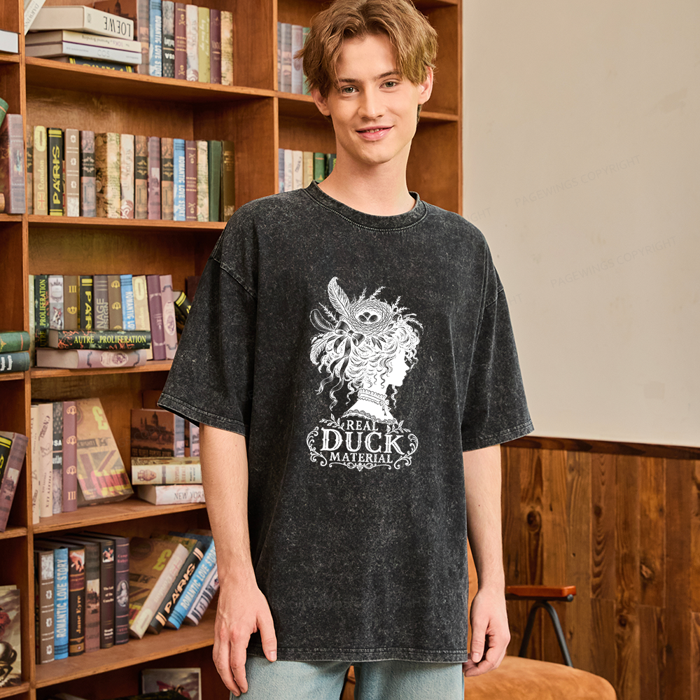Pagewings Real Duck Material  Bookish Unisex Washed T-shirt