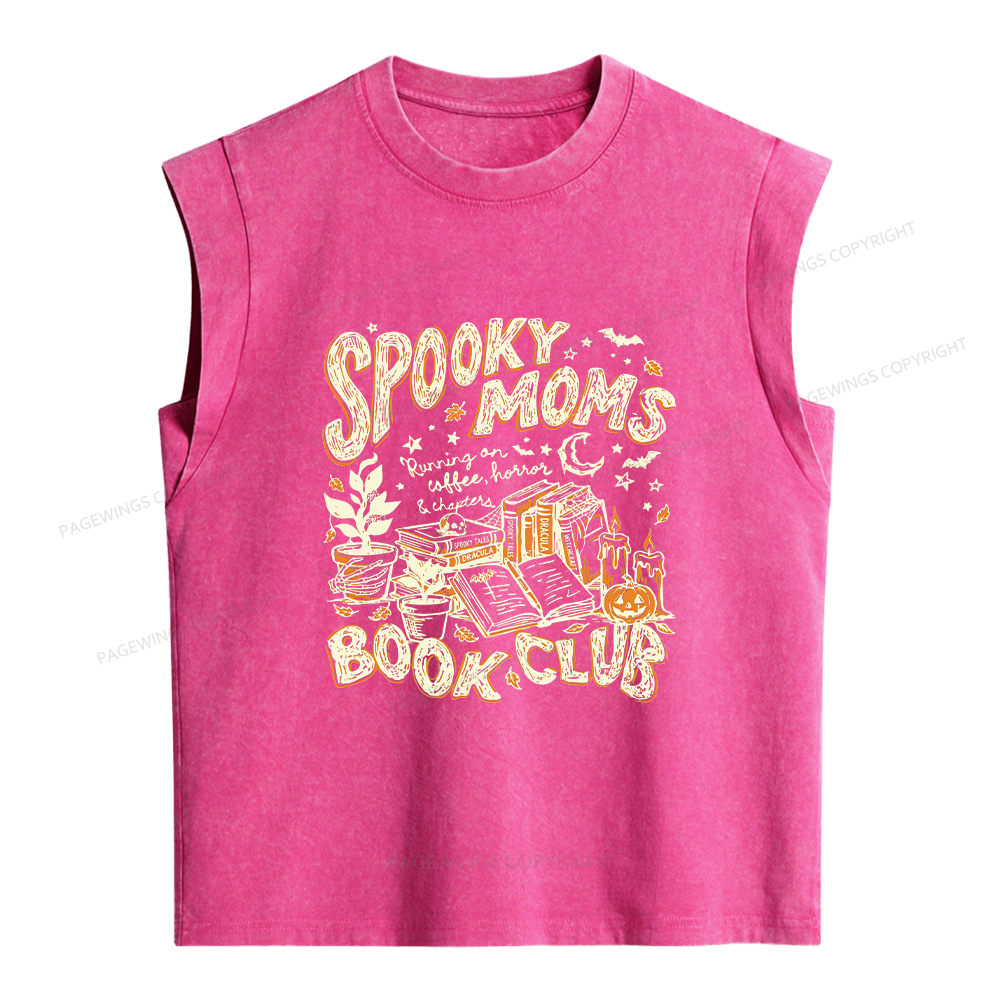 Pagewings Spooky Moms Book Club Women's Washed Tank Top