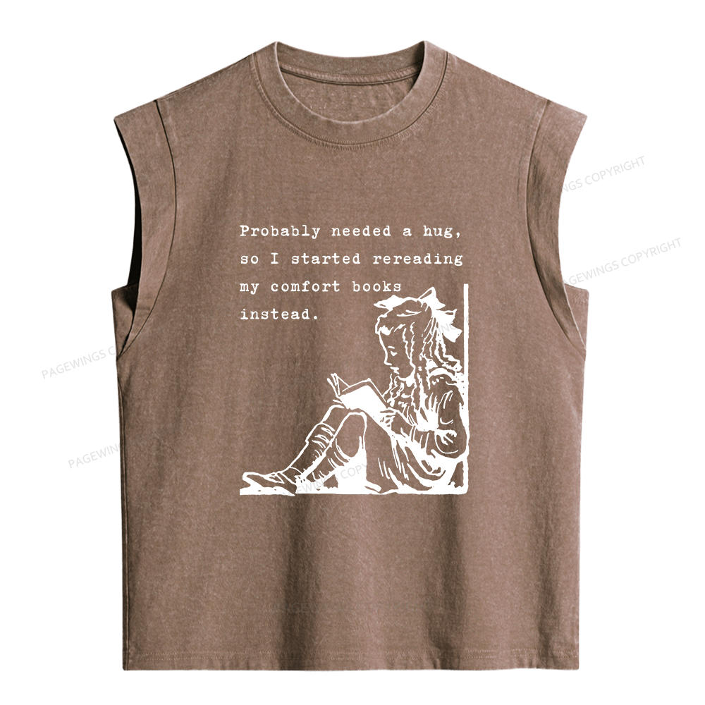 Pagewing My Comfort Books Instead Women's Washed Tank Top