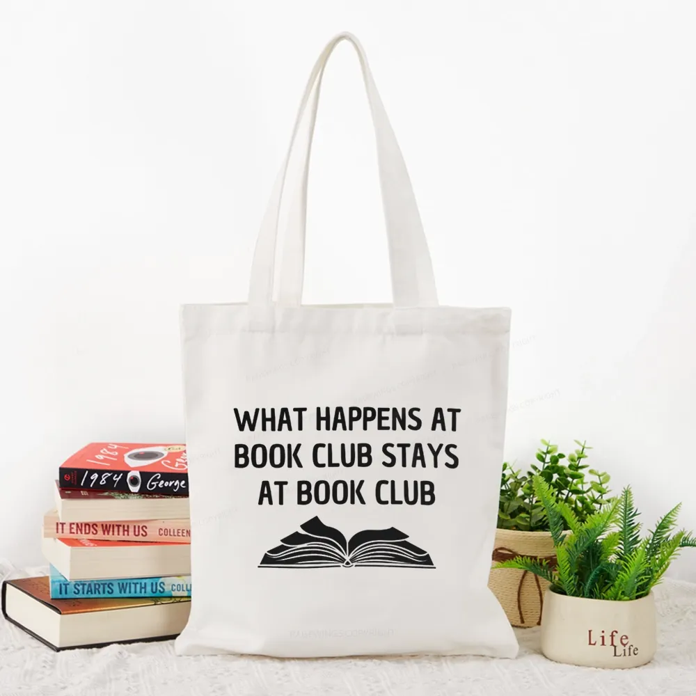 Pagewings What Happens At Book Club Stays At Book Club Tote Bag