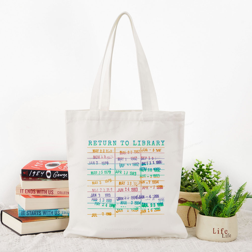 Pagewing Vintage Library Rainbow Tote Bag