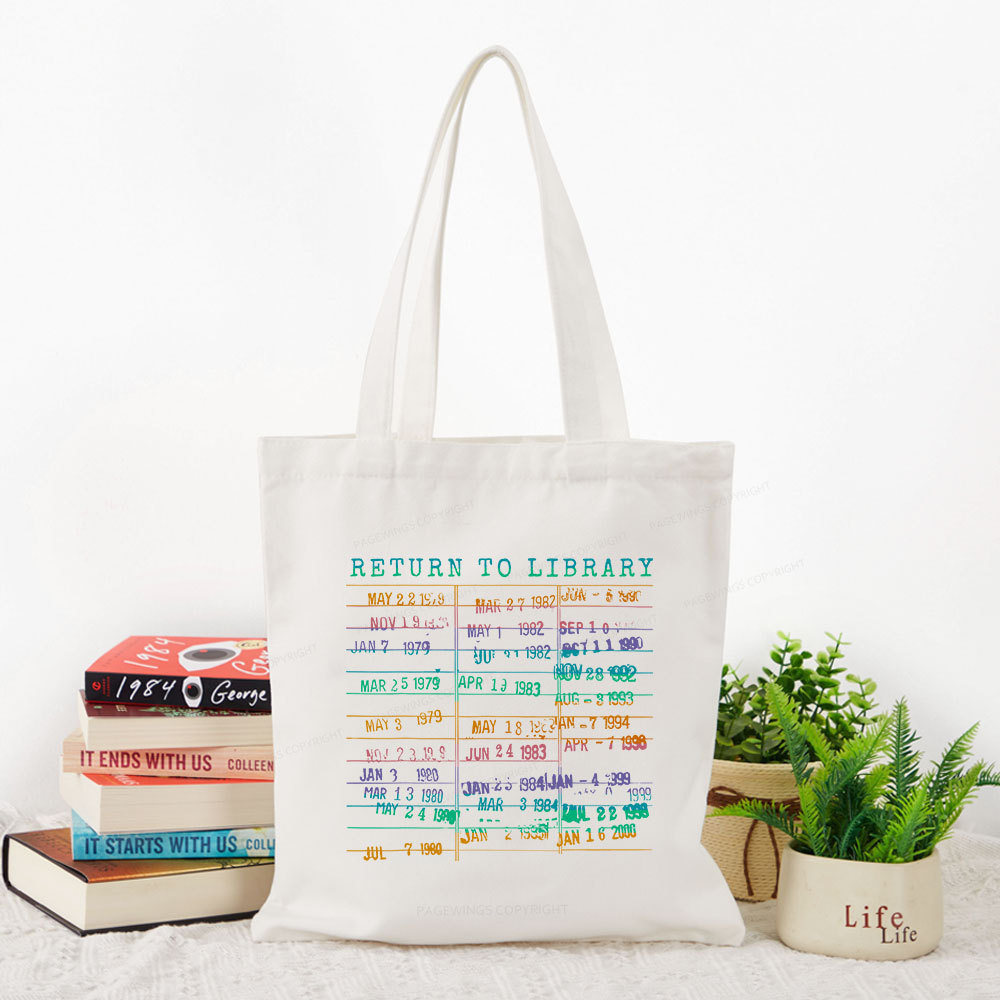 Pagewing Vintage Library Rainbow Tote Bag