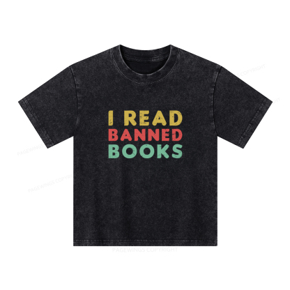 Pagewings Vintage I Read Banned Books Geek Readers T-Shirt Unisex Kids Washed T-shirt