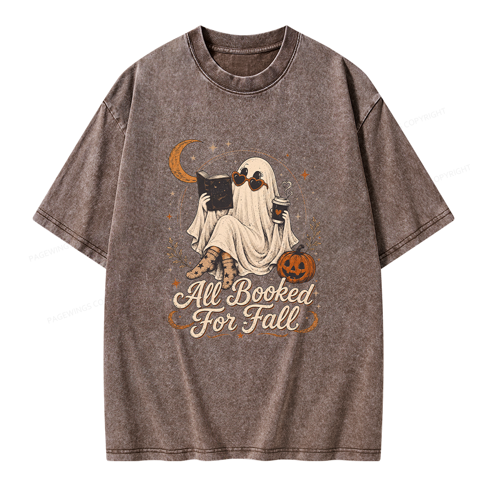 Pagewings Ghost All Booked For Fall Unisex Washed T-shirt