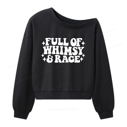 Pagewings Full Of Whimsy And Rage Women Off Shoulder Sweatshirt
