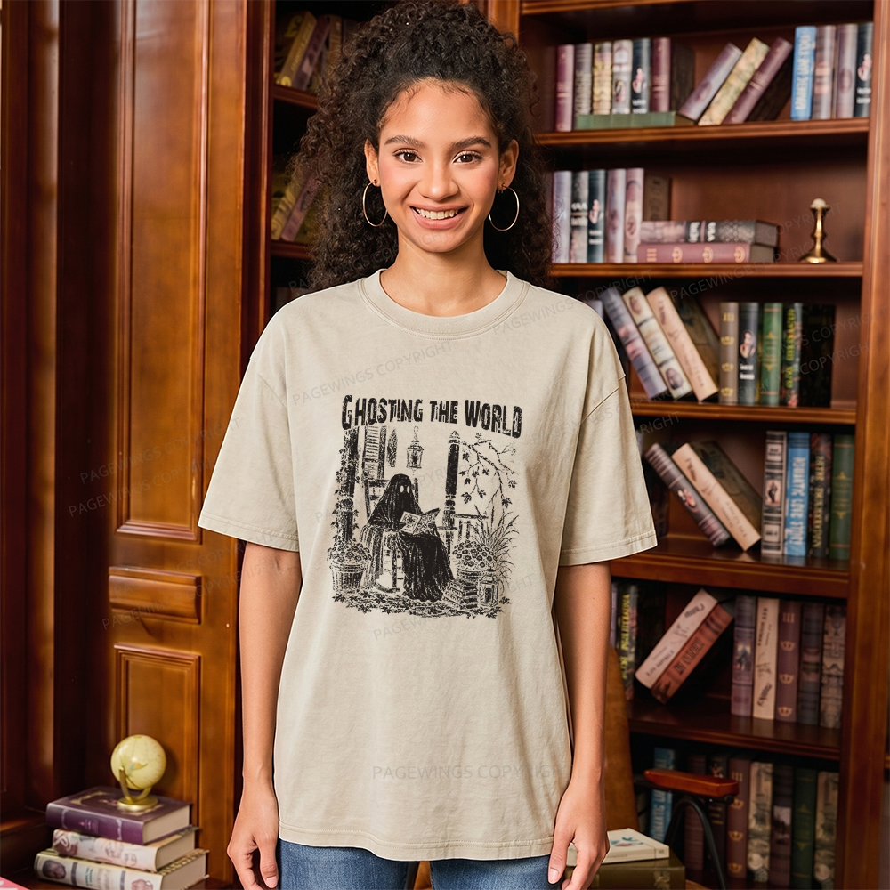 Pagewings Ghosting The World Unisex Washed T-shirt