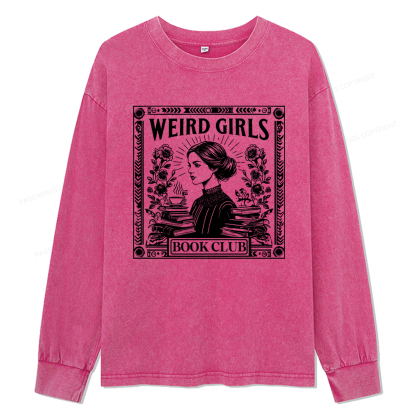 Pagewings Weird Girls Book Club Unisex Washed Long Sleeve T-shirt