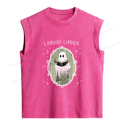 Pagewings Ghost Reading Book Women's Washed Tank Top