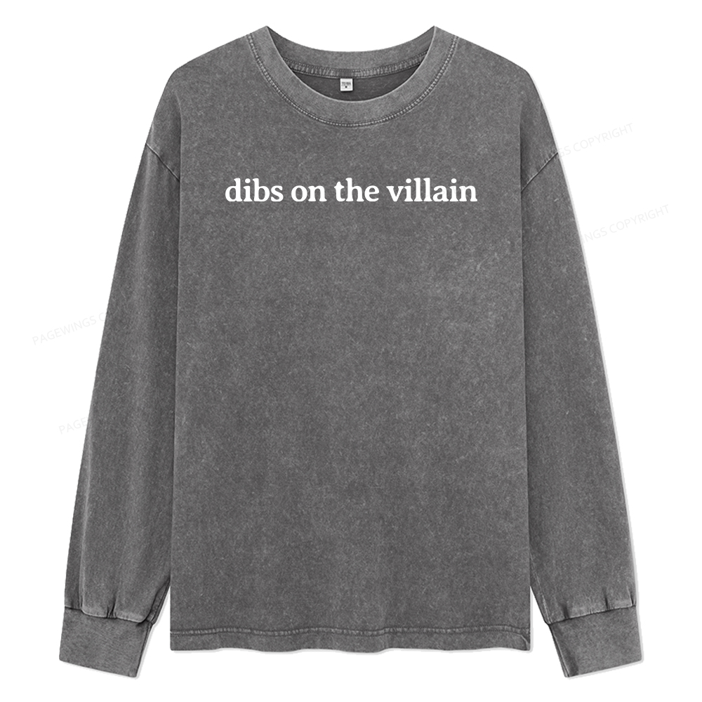 Pagewings Dibs On The Villain Unisex Washed Long Sleeve T-shirt