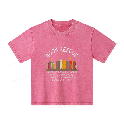 Pagewings Book Rescue Unisex Kids Washed T-shirt