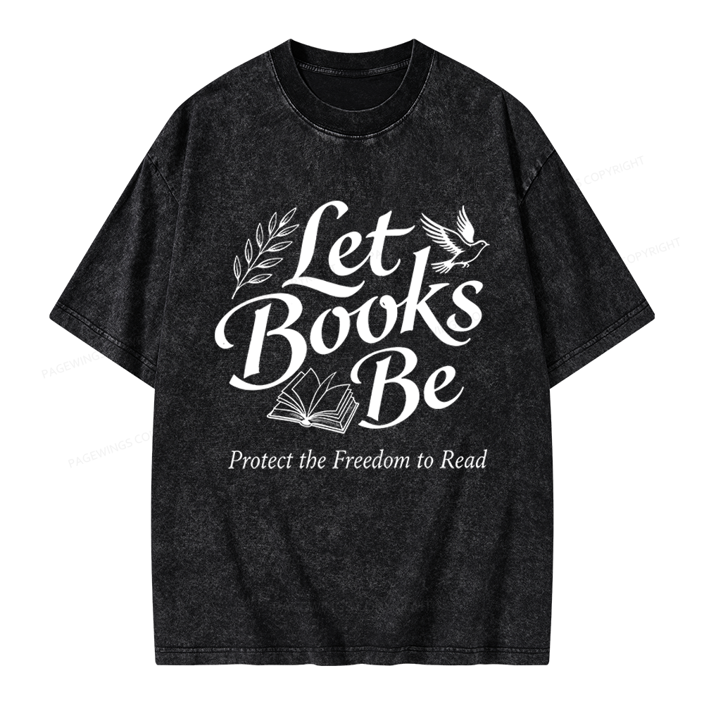 Pagewings Let Books Be Unisex Washed T-shirt