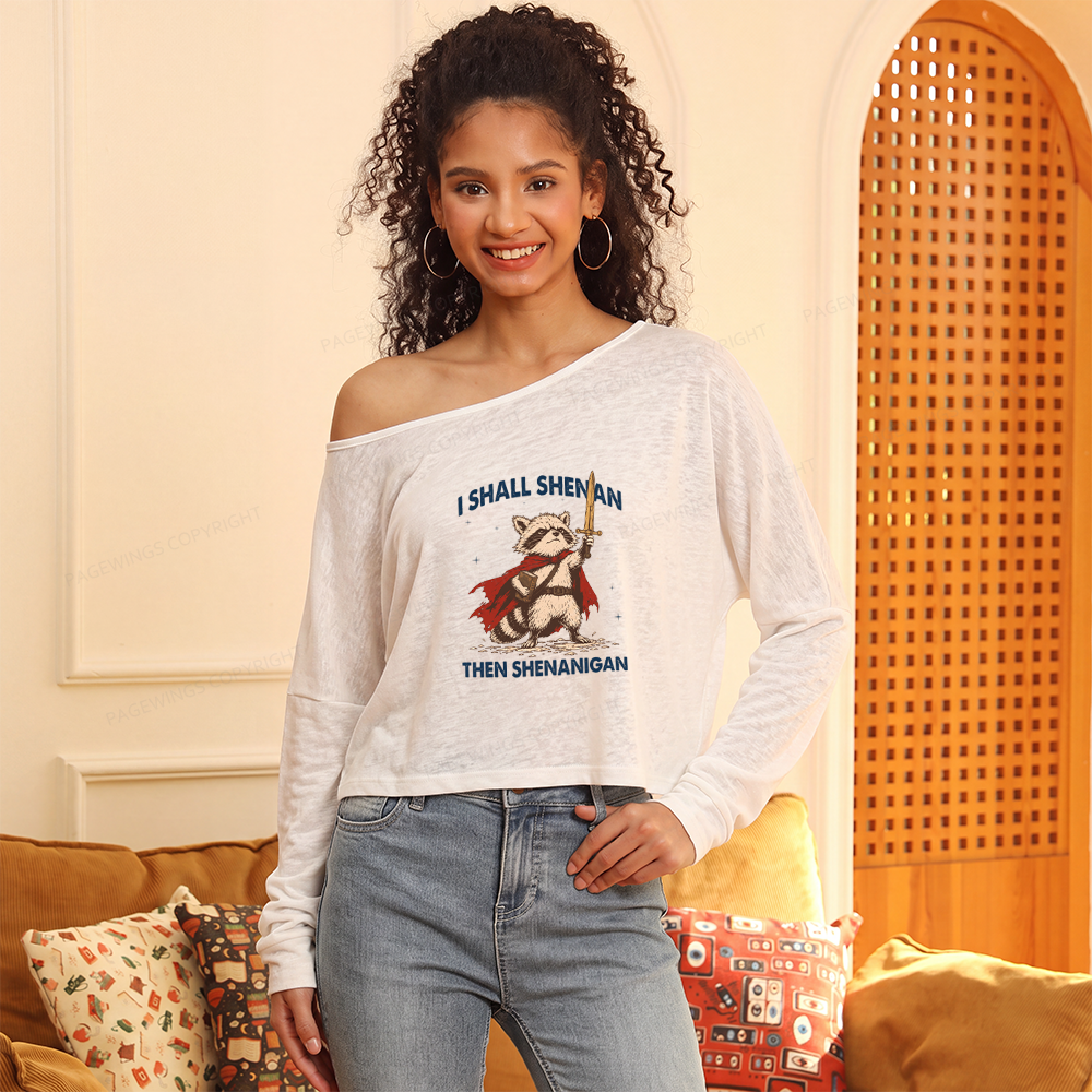 Pagewings I Shall Shenan Slouchy Long Sleeve Off Shoulder T-shirt