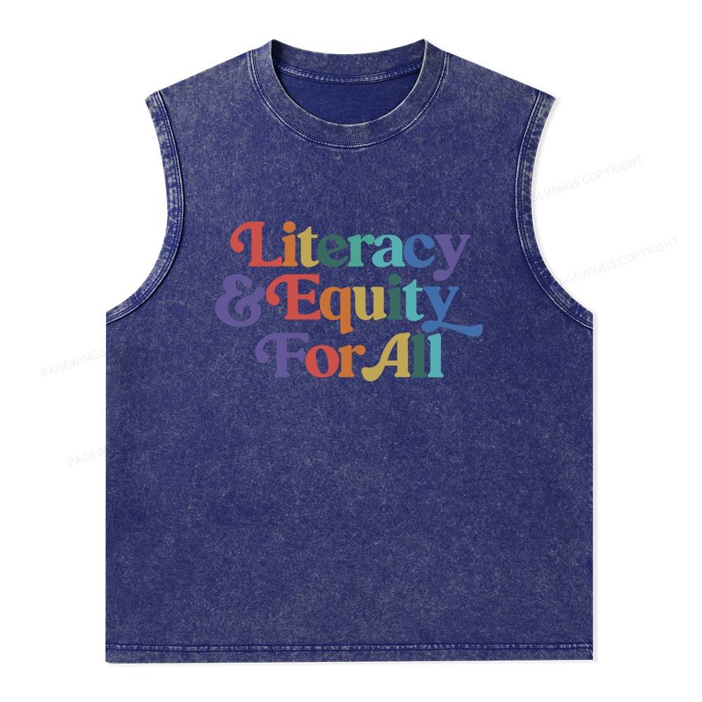 Pagewings Literacy & Equity For All Unisex Washed Tank Top