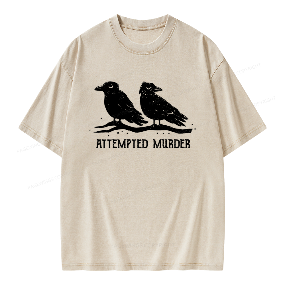 Pagewings Attempted Murder Unisex Washed T-shirt