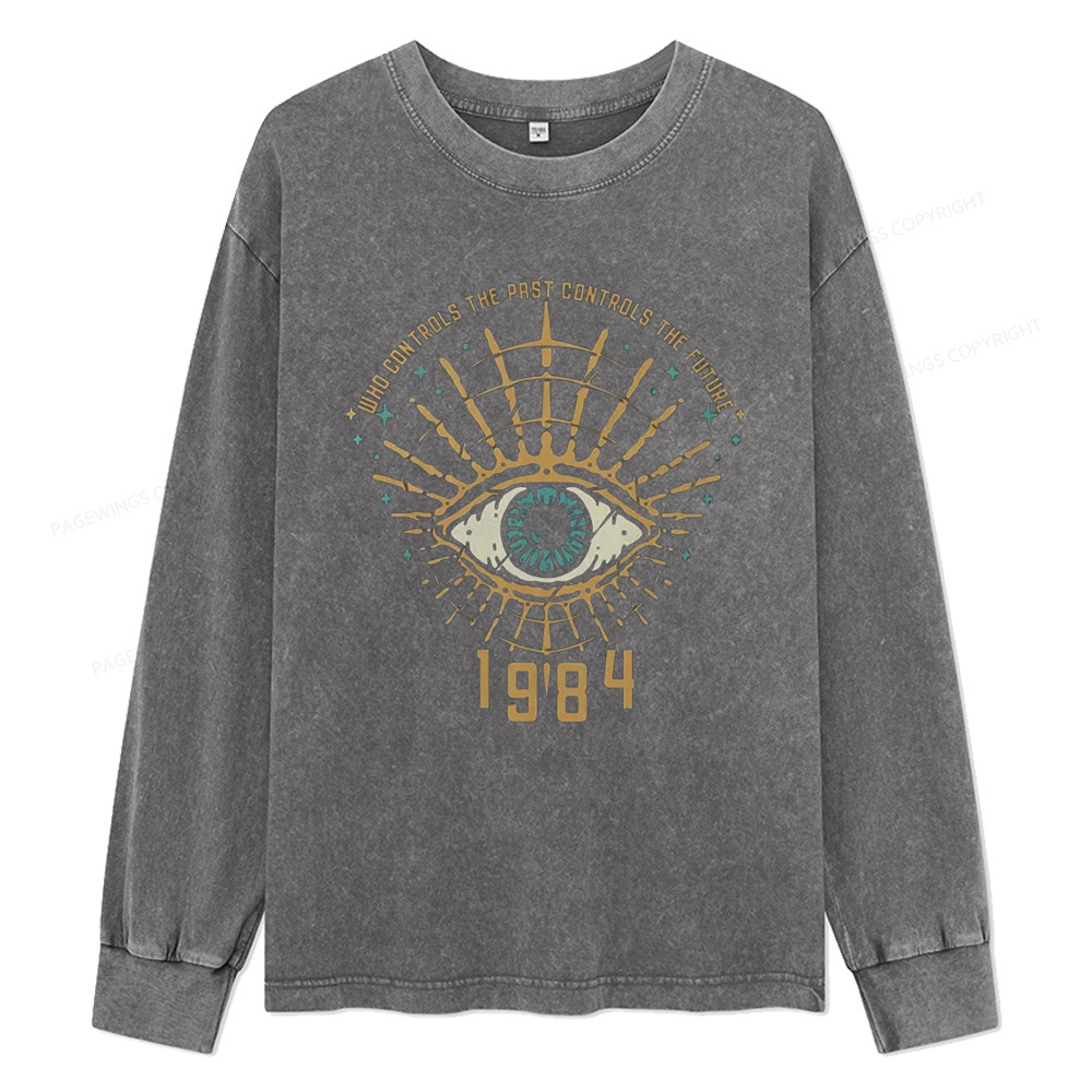 Pagewings George Orwell 1984 Unisex Washed Long Sleeve T-shirt