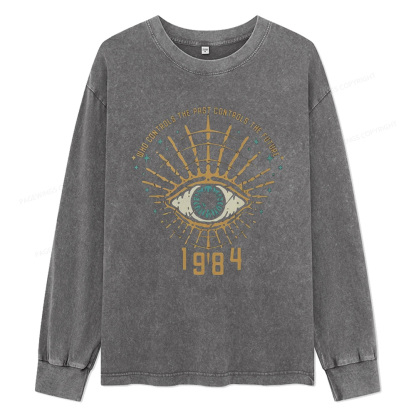 Pagewings George Orwell 1984 Unisex Washed Long Sleeve T-shirt