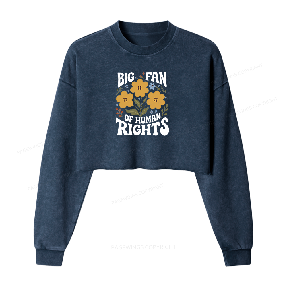 Pagewings Big Fan of Human Rights Washed Crop Sweatshirt