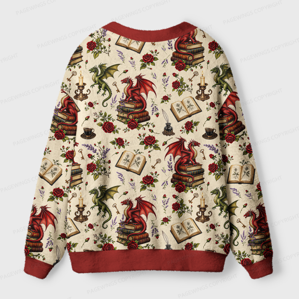 Pagewings Christmas Book Dragon Light Knit Unisex Cardigan Sweaters